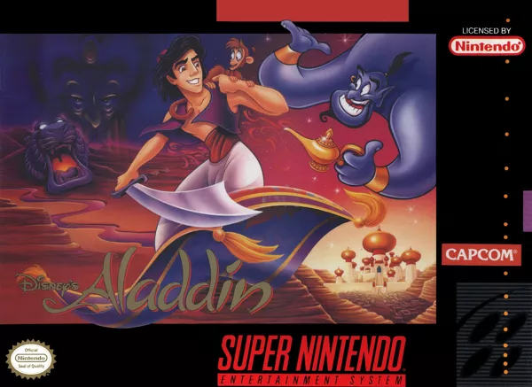 Disney&#x27;s Aladdin SNES Front Cover