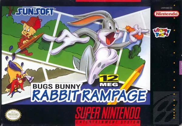 Bugs Bunny Rabbit Rampage SNES Front Cover