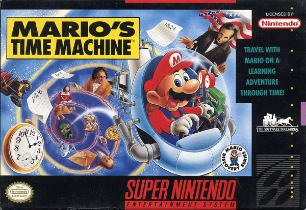 Mario&#x27;s Time Machine SNES Front Cover