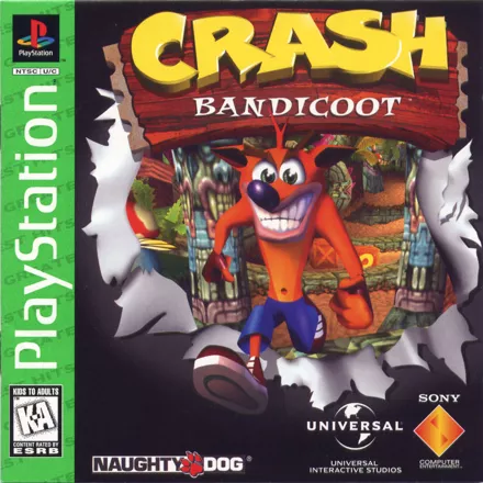 Crash Bandicoot PlayStation Front Cover also Manual Front