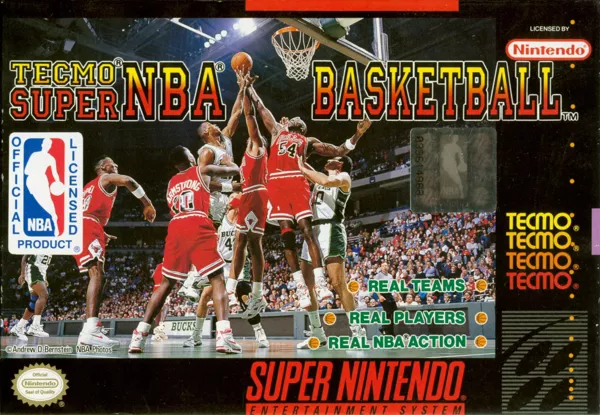Tecmo Super NBA Basketball SNES Front Cover