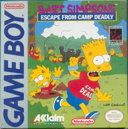 Bart Simpson&#x27;s Escape from Camp Deadly Game Boy Front Cover
