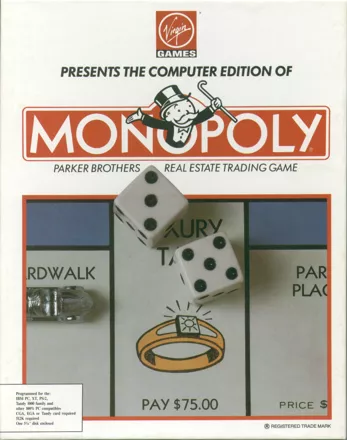 Monopoly DOS Front Cover 1991 Virgin release