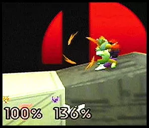 Super Smash Bros. Screenshot Fox's throw isn't as flashy as Donkey Kong's, but it is just as effective in hurling players out of the arena.