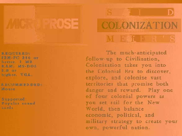 Sid Meier's Colonization Other