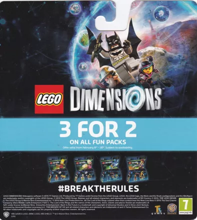 LEGO Dimensions Other This card is printed on one side only, it measures approximately 17 cm wide and 19 cm high and would have hung on a display rack