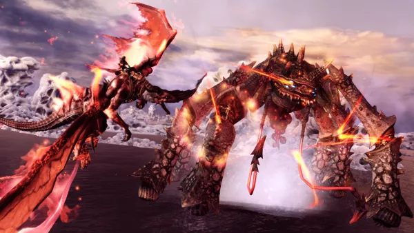 Crimson Dragon Screenshot Attacking a big enemy