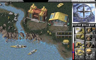 Command & Conquer: Red Alert Screenshot This is a rare screenshot with the NATO logo on the game sidebar.