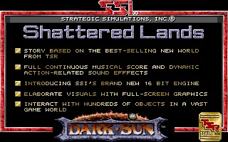 Dark Sun: Shattered Lands Other Game features list