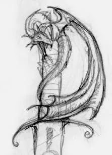 The Elder Scrolls: Chapter II - Daggerfall Concept Art Concept Sketches Some of the initial designs for the "D".  The dragons forms the hilt of the dagger, and in turn the dagger formed the "D"