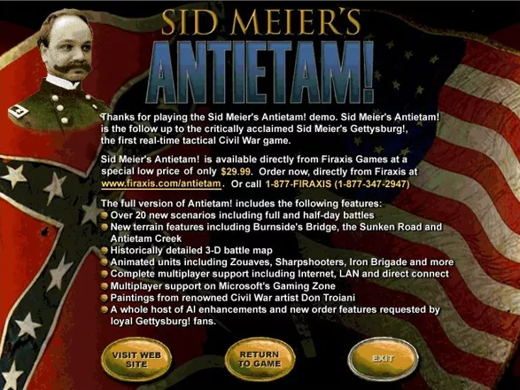 Sid Meier's Antietam! Screenshot Exit screen