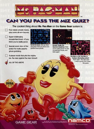 Ms. Pac-Man Magazine Advertisement GamePro (International Data Group, United States), Issue 58 (May 1994)