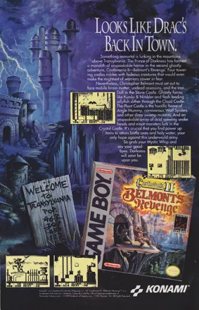 Castlevania II: Belmont's Revenge Magazine Advertisement Inside Front Cover