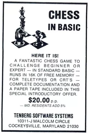 Chess in BASIC Magazine Advertisement