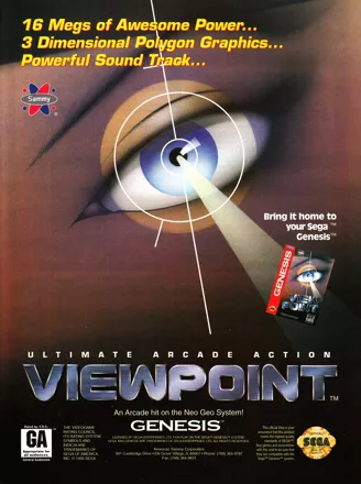 Viewpoint Magazine Advertisement GamePro (International Data Group, United States), Issue 65 (December 1994)