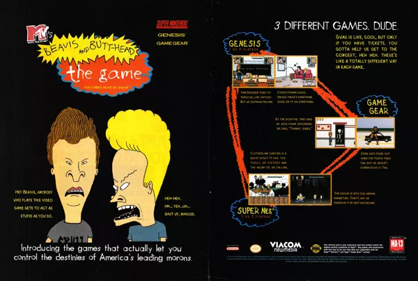 MTV's Beavis and Butt-Head Magazine Advertisement GamePro (International Data Group, United States), Issue 65 (December 1994)