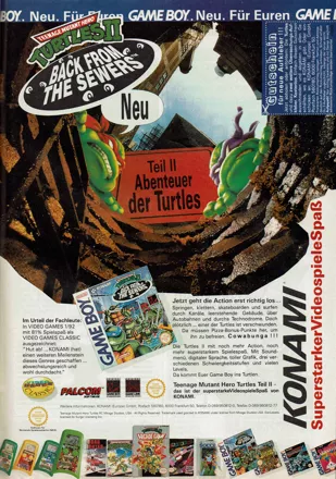 Teenage Mutant Ninja Turtles II:  Back from the Sewers Magazine Advertisement