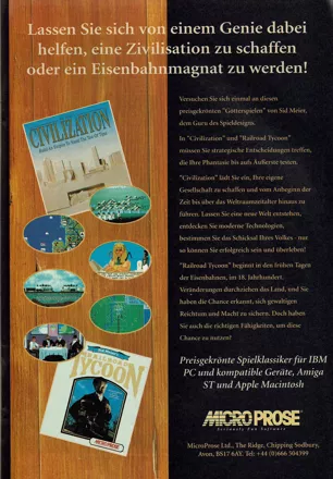 Sid Meier's Railroad Tycoon Magazine Advertisement