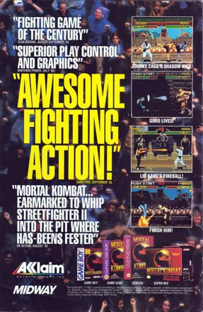 Mortal Kombat Magazine Advertisement Back Cover