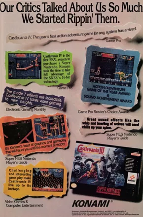 Super Castlevania IV Magazine Advertisement