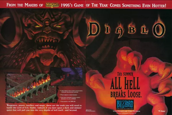 Diablo Magazine Advertisement PC Gamer Vol.3 No.6 June 1996 Advert
