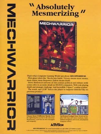 MechWarrior Magazine Advertisement