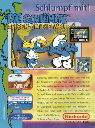 The Smurfs Travel the World Magazine Advertisement Club Nintendo Magazin (Germany), Issue 5, October 1996 (page 2)