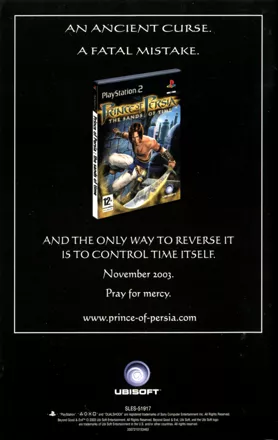 Prince of Persia: The Sands of Time Other Manual Back