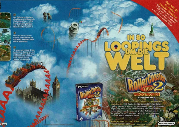 RollerCoaster Tycoon 2: Wacky Worlds Magazine Advertisement