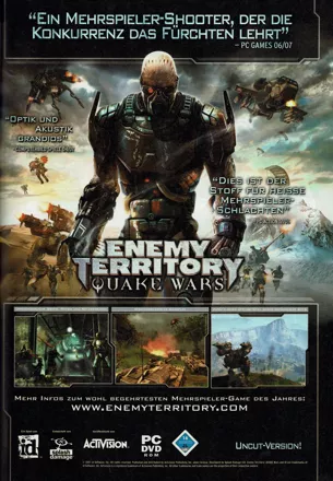 Enemy Territory: Quake Wars Magazine Advertisement