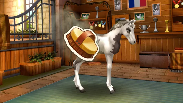Horse Haven: World Adventures Screenshot Cleaning the foal.
