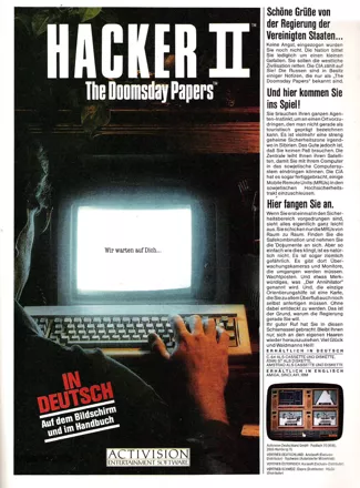 Hacker II: The Doomsday Papers Magazine Advertisement
