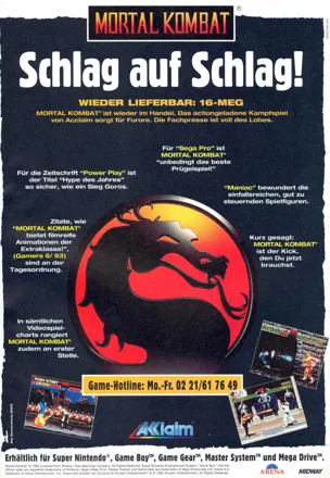 Mortal Kombat Magazine Advertisement