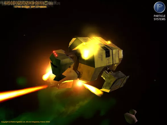 Independence War 2: Edge Of Chaos Screenshot A truck, damaged by enemy shots, returns fire.