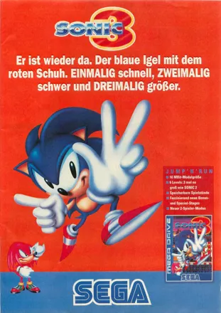 Sonic the Hedgehog 3 Magazine Advertisement