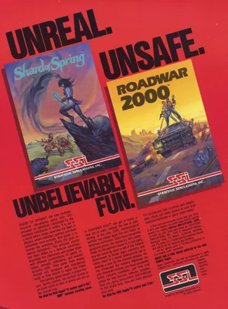 Roadwar 2000 Magazine Advertisement