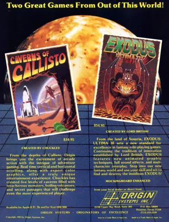 Exodus: Ultima III Magazine Advertisement