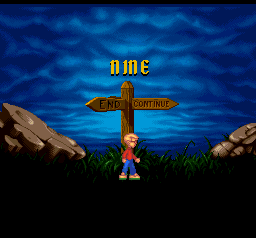 The Pagemaster SNES Game Continue Screen