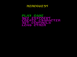 HeroQuest ZX Spectrum Main menu