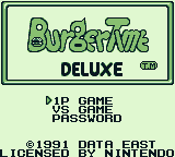 Burger Time Deluxe Game Boy Title screen/main menu