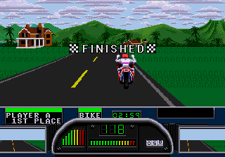 Road Rash II Genesis Winning a race