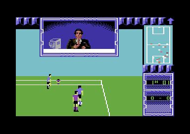I Play: 3-D Soccer Commodore 64 Running the ball wide, which is why the posts can&#x27;t be seen