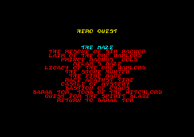 HeroQuest Amstrad CPC Select a quest.