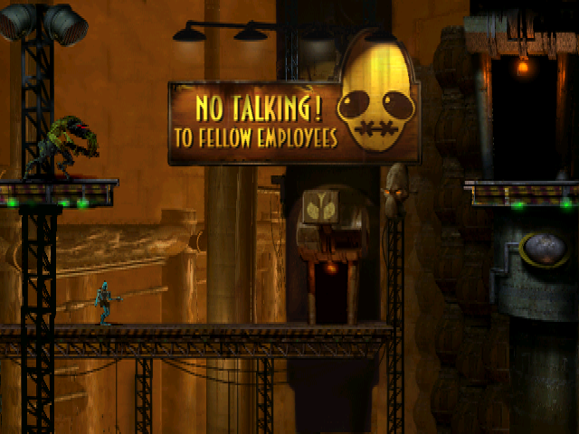Oddworld: Abe's Oddysee DOS Grim "totalitarian" atmosphere with touches of dark humor prevails in the game