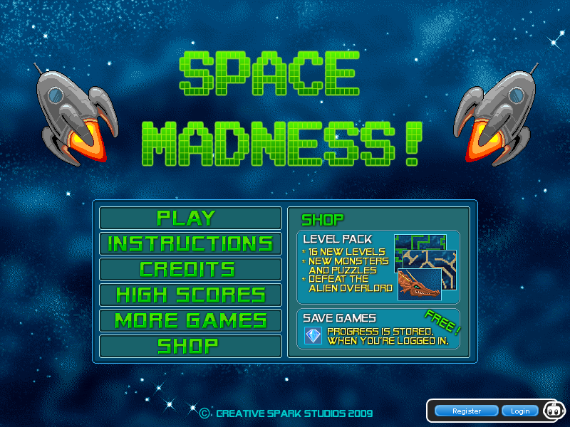 Space Madness Browser Title Screen