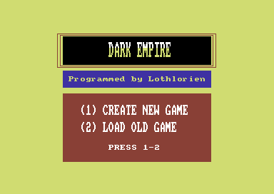 Dark Empire Commodore 64 Title screen.