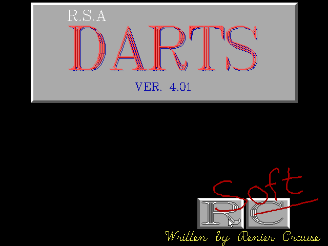 R.S.A Darts DOS This is the game&#x27;s title screen.