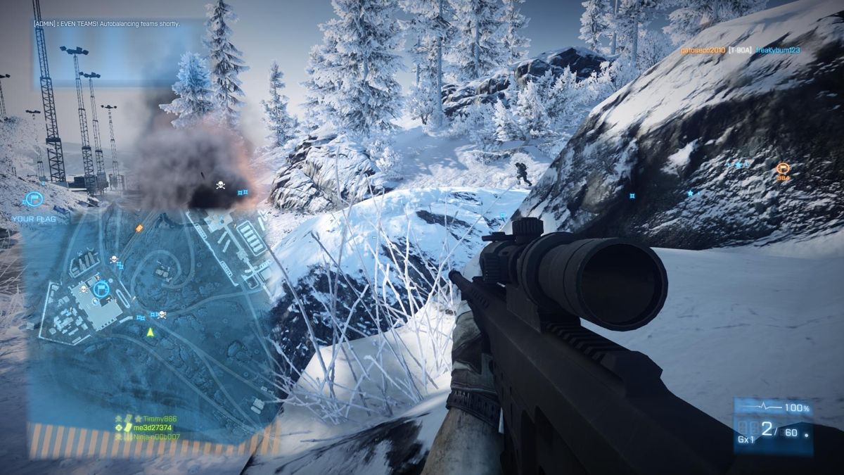 Battlefield 3: End Game Windows Sabalan Pipeline is winter landscape and if you don&#x27;t change your Camo you really stick out like the guy running just above my scope