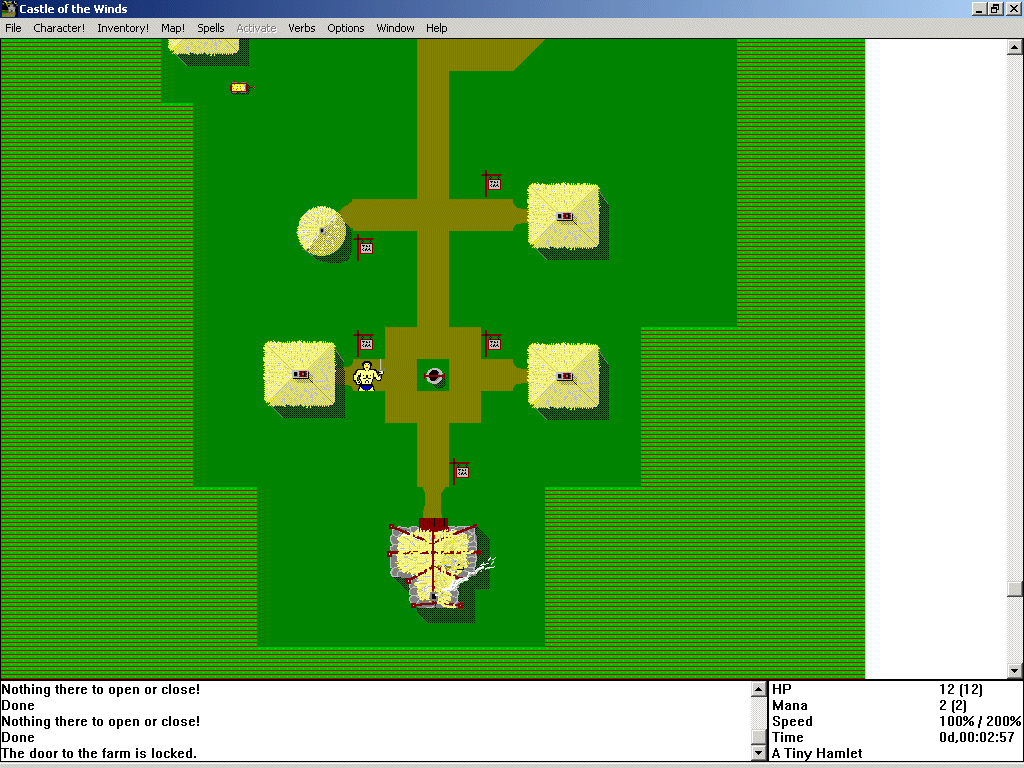 Castle of the Winds Windows 3.x About to leave the little farming village and head out on adventure