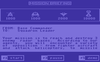Suicide Strike Commodore 64 Mission Briefing.